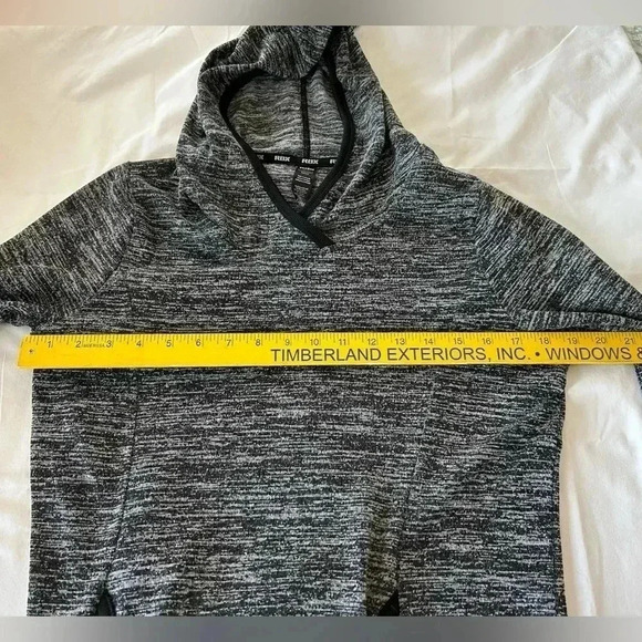 RBX Active Heather Gray Black Pullover Fleece Hoodie With Thumb Holes Size Small - Picture 8 of 11